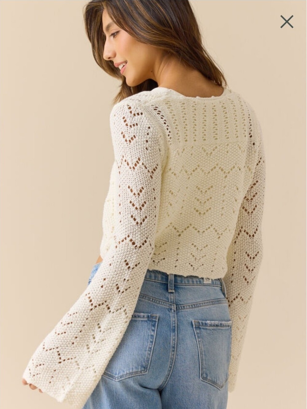 Altar'd State Leilani Tie Front Crochet Cardigan NWT Small Cream Boho Cottage - Picture 2 of 11